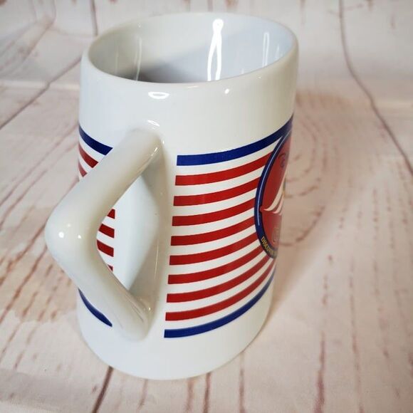 Vintage 90s Disney Mickey Mouse Cruise Line Red Stripe Leaning Mug Cup Souvenir - Picture 3 of 9